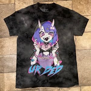 Ur Ded black and grey wash tshirt by Fake Nerd from Hot Topic. Unisex, size S